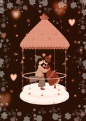 Baiser tendre au clair de lune amoureuse